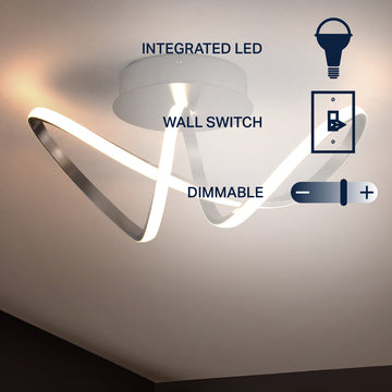 Chantelle 19.5" Modern Minimalist Aluminum Loop Integrated LED Semi Flush Mount - JONATHAN Y
